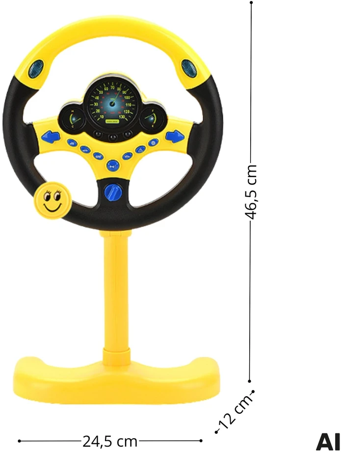WOOPIE Interactive Car Steering Wheel with Lights Geltona