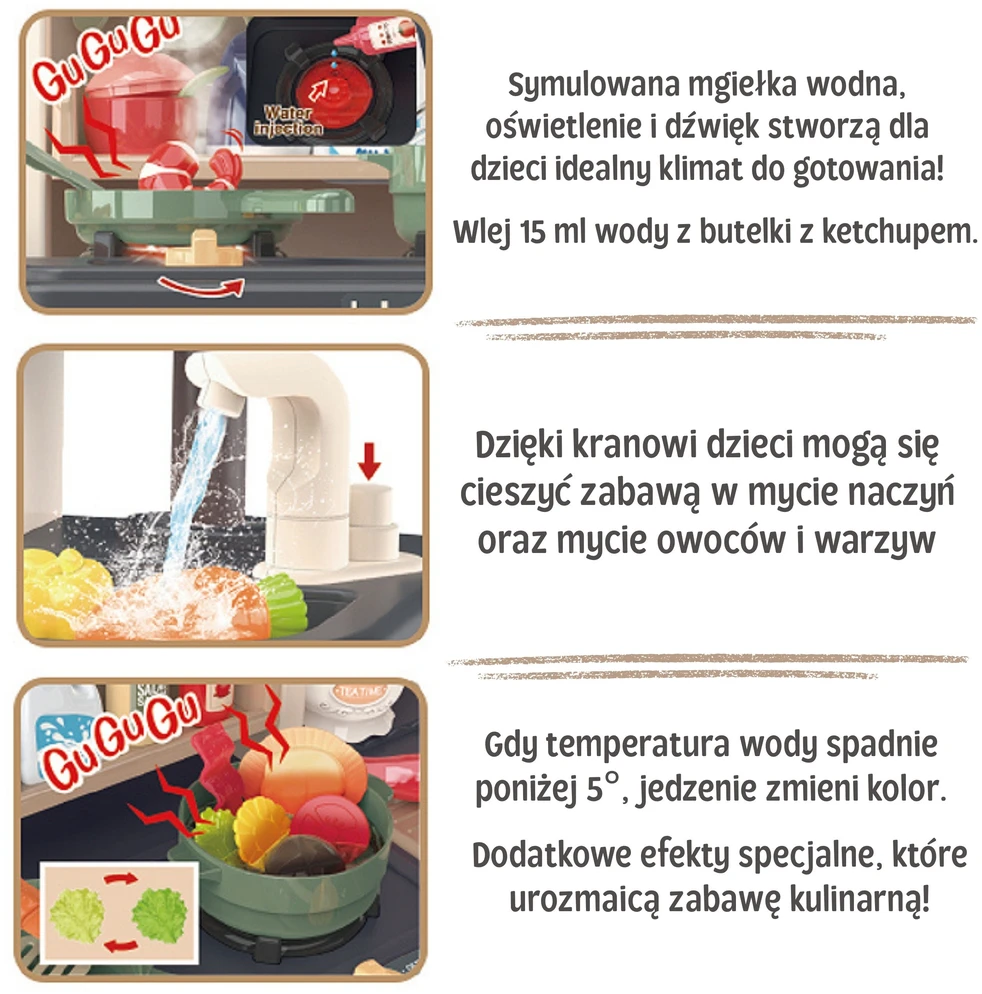 WOOPIE interaktyvi virtuvė su garo maišytuvu ir vandens cirkuliacijos efektais 88 vnt.
