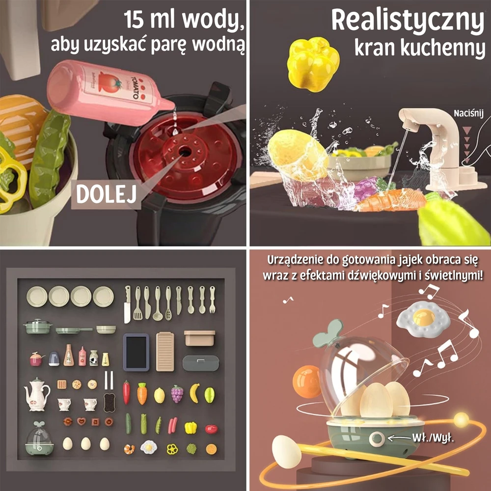 WOOPIE interaktyvi virtuvė su garo maišytuvu ir vandens cirkuliacijos efektais 88 vnt.