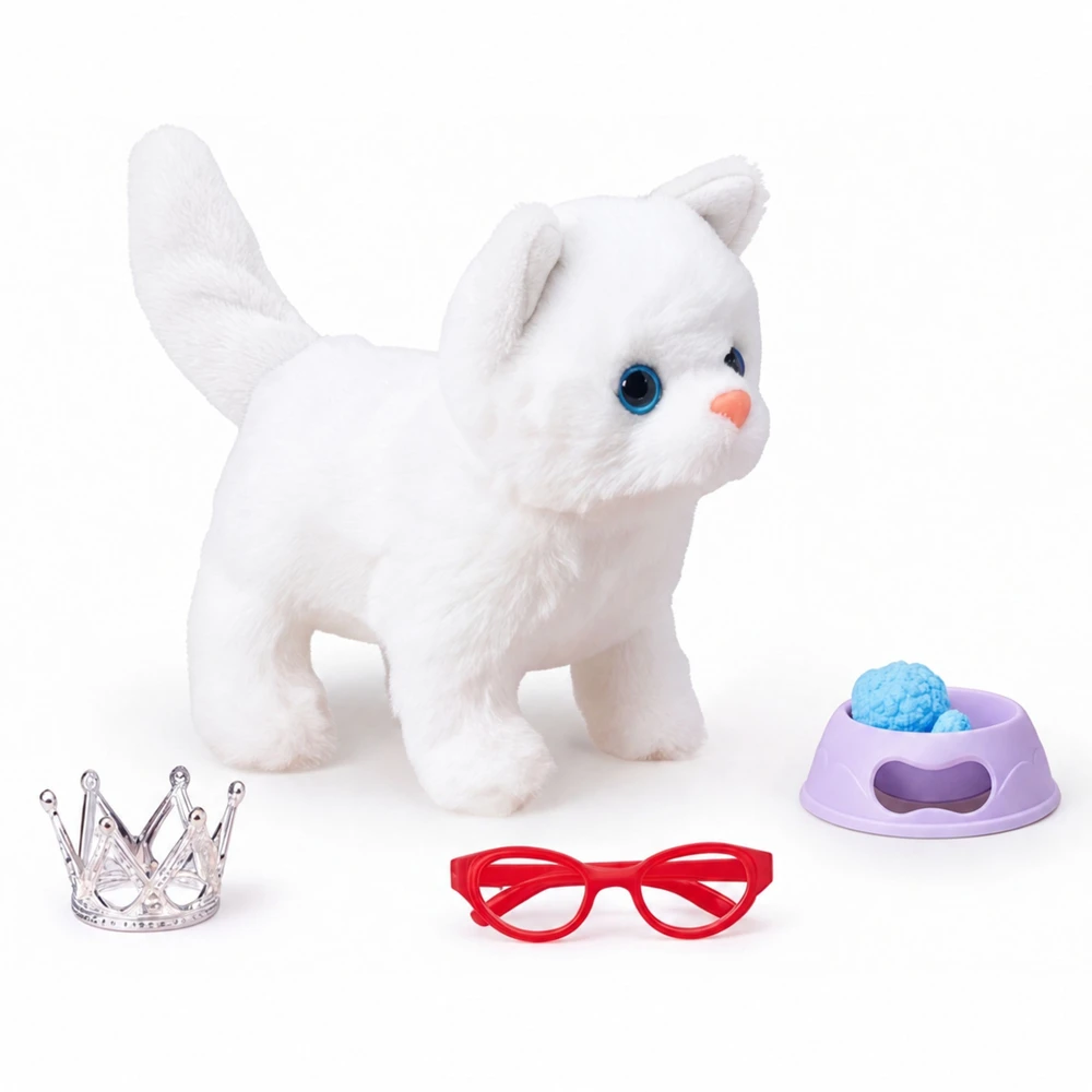 WOOPIE Interactive Kitten Plush Toy Sound Accessories Crown Glasses