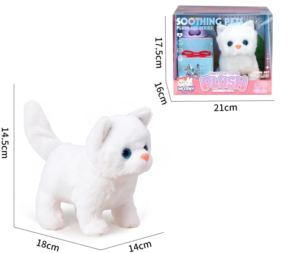 WOOPIE Interactive Kitten Plush Toy Sound Accessories Crown Glasses