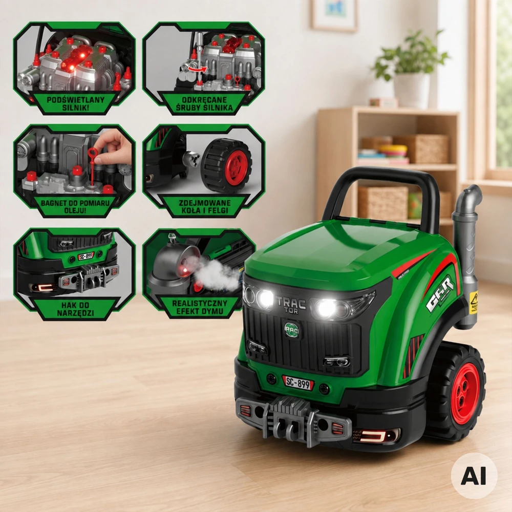 WOOPIE Interactive Mechanical Workshop Tractor with Numerous Accessories 60 pcs.