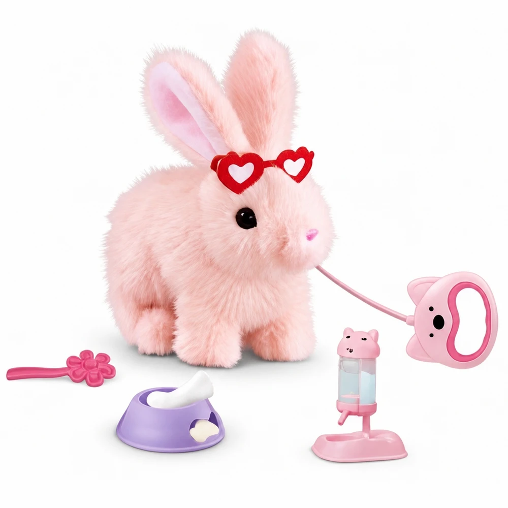 WOOPIE Interactive Rožinė Bunny on a Leash with Accessories