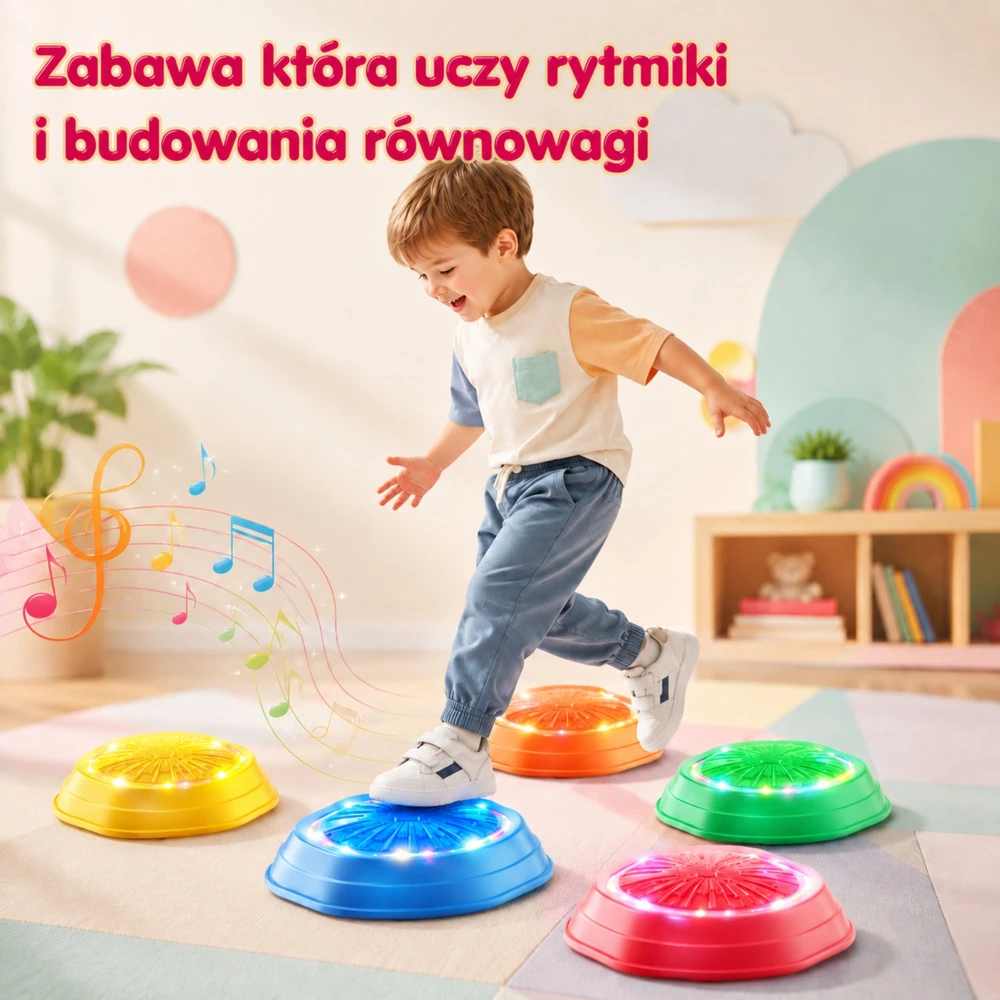 WOOPIE interaktyvūs pusiausvyros akmenys su garsu ir šviesa 5 vnt.