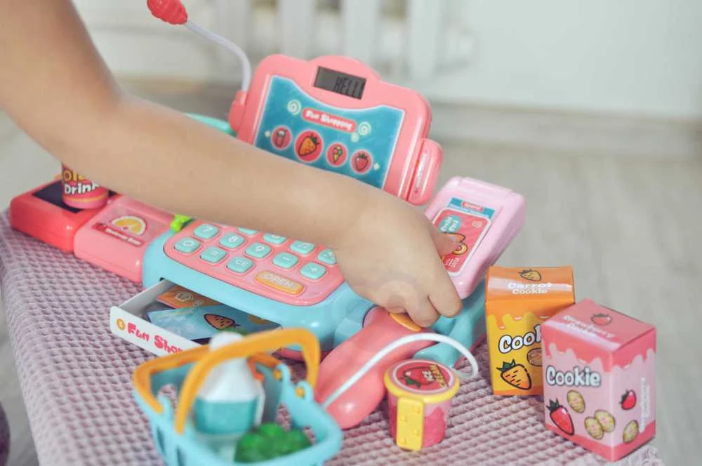 Vaikiška kasos aparatas su skeneriu 24 priedai WOOPIE