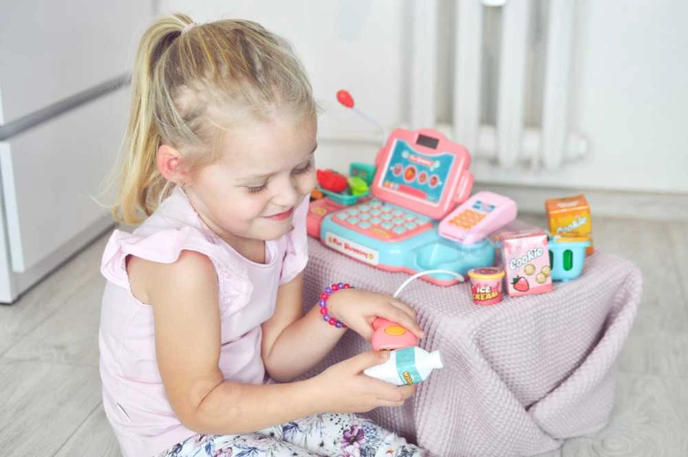 Vaikiška kasos aparatas su skeneriu 24 priedai WOOPIE