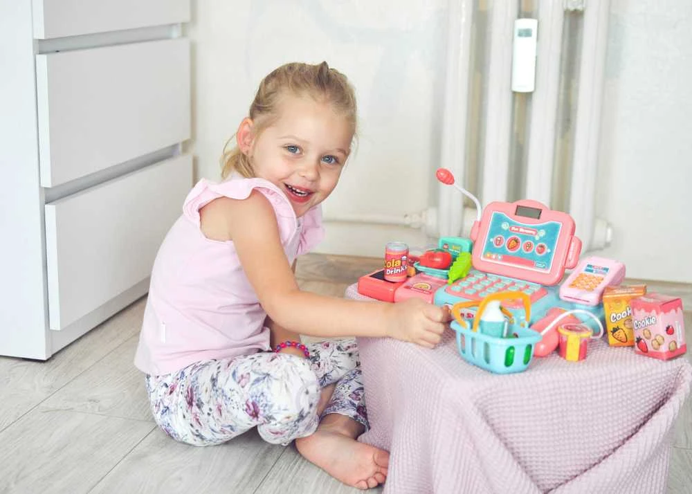 Vaikiška kasos aparatas su skeneriu 24 priedai WOOPIE