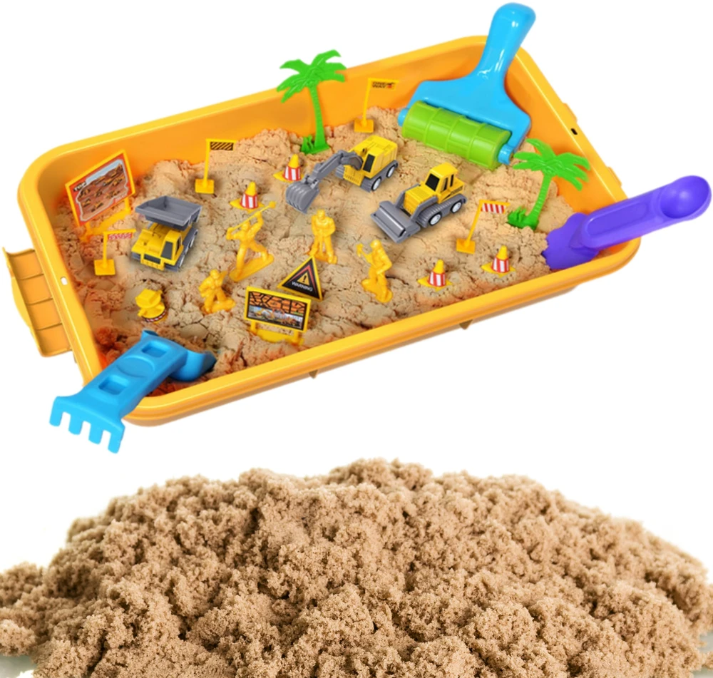 Woopie Kinetinio smėlio rinkinys „Statybų aikštelė“, 1kg
