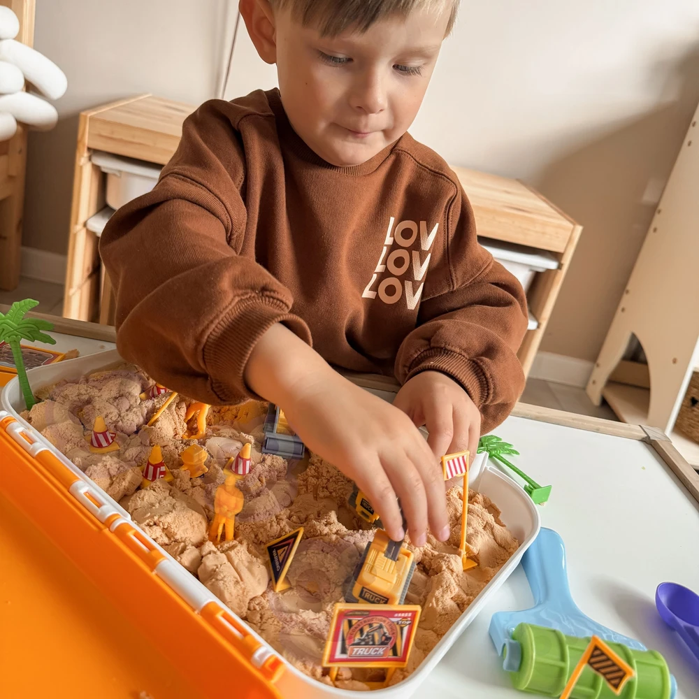 Woopie Kinetinio smėlio rinkinys „Statybų aikštelė“, 1kg