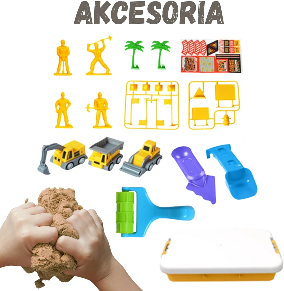 Woopie Kinetinio smėlio rinkinys „Statybų aikštelė“, 1kg