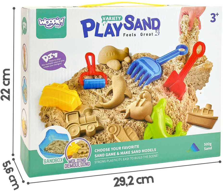 Woopie Kinetinio smėlio rinkinys 0,5kg su staliuku ir formelėmis