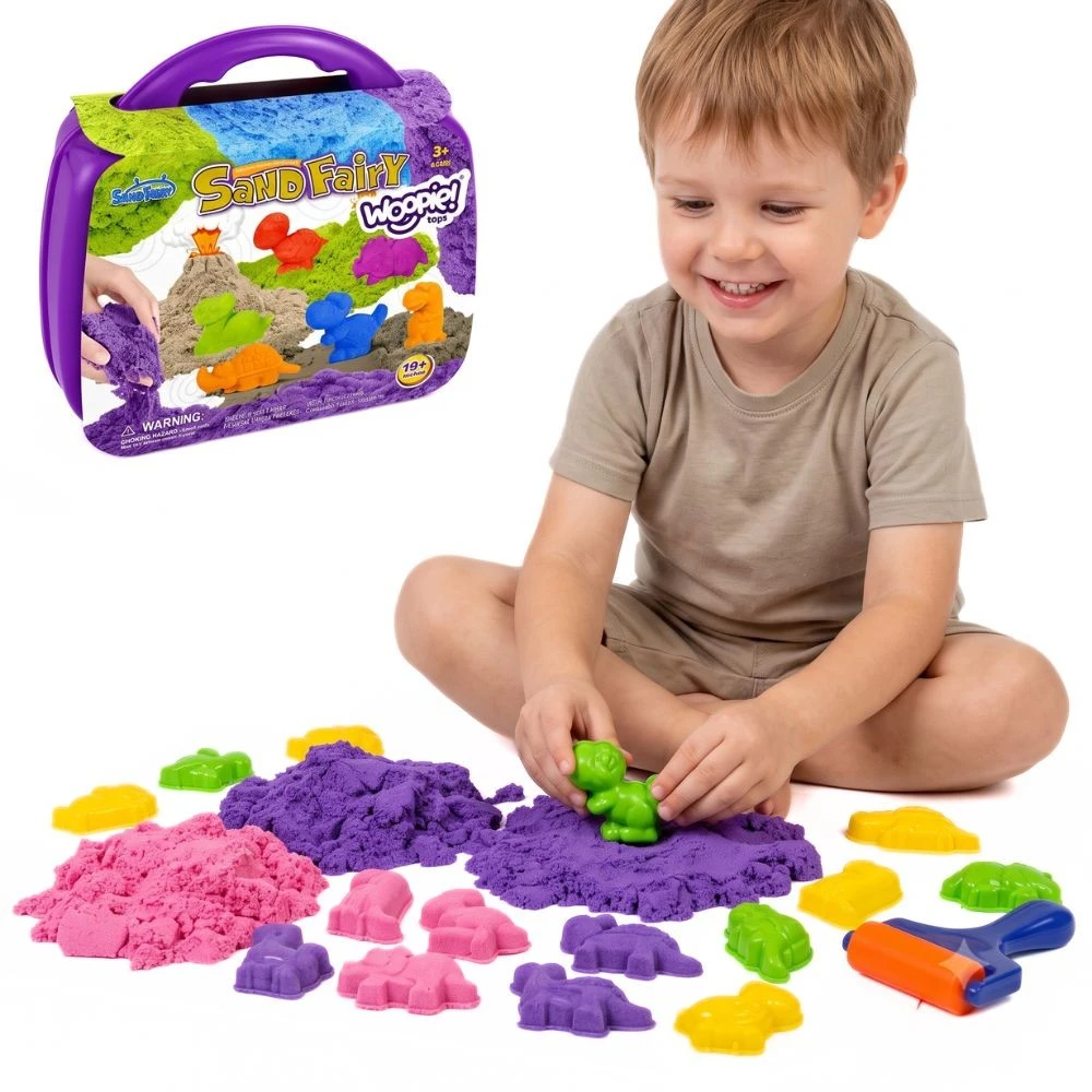 Woopie SMĖLIO FĖJA Kinetinio smėlio rinkinys Dinozaurai 13 vnt.
