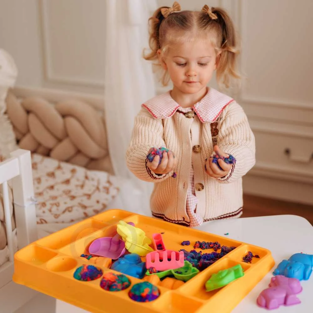 Woopie Kinetinis Smėlis 1,2kg XL ZOO Rinkinys su Stalu ir Šablonais