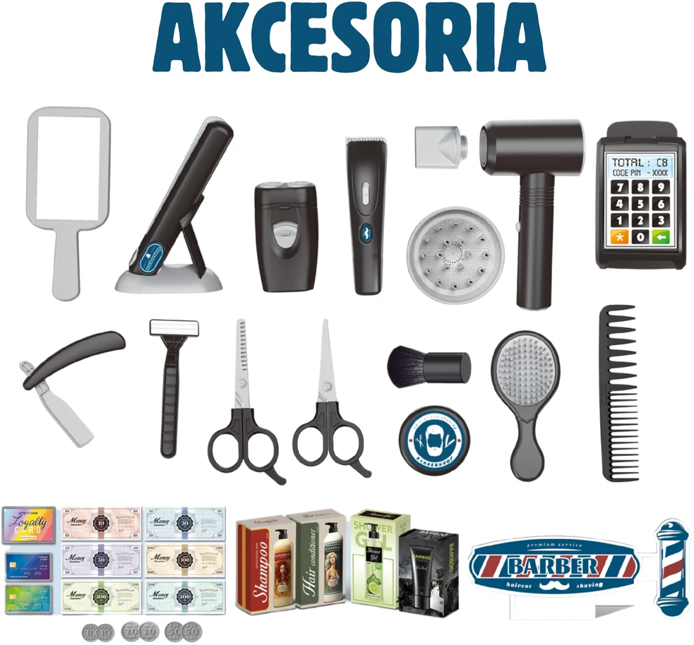 Kirpėjo rinkinys vaikams WOOPIE Barber 24 vnt