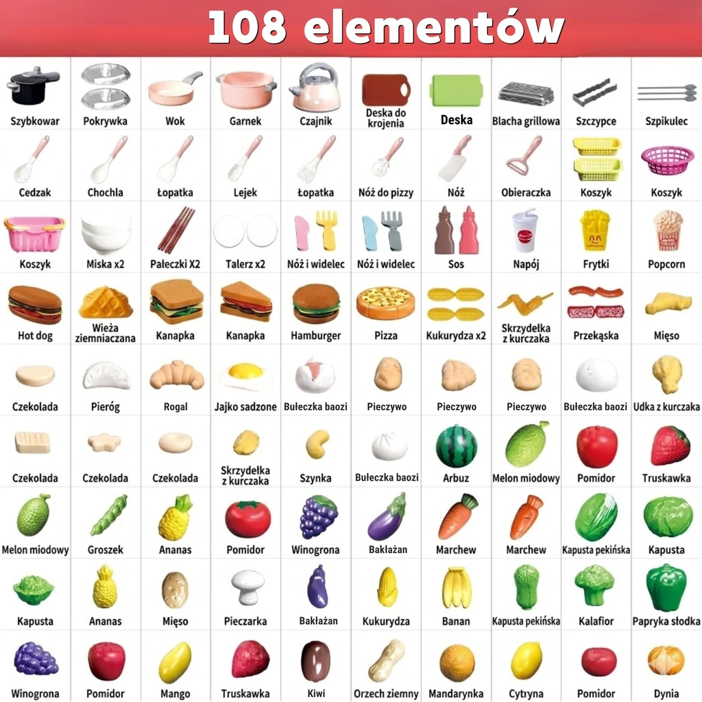 WOOPIE virtuvės reikmenų rinkinys, žaislas, 108 vnt.