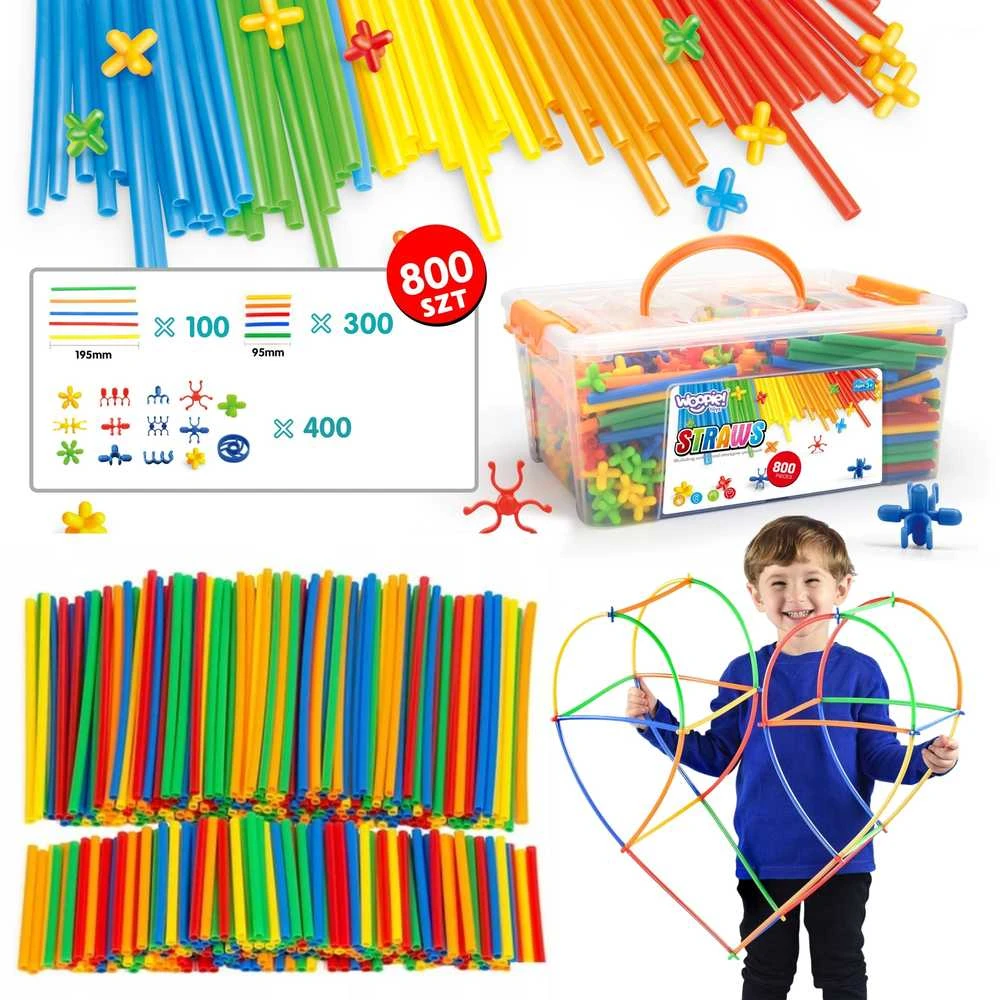 Woopie Konstrukciniai Klockai Spalvoti Šiaudeliai 800 vnt.