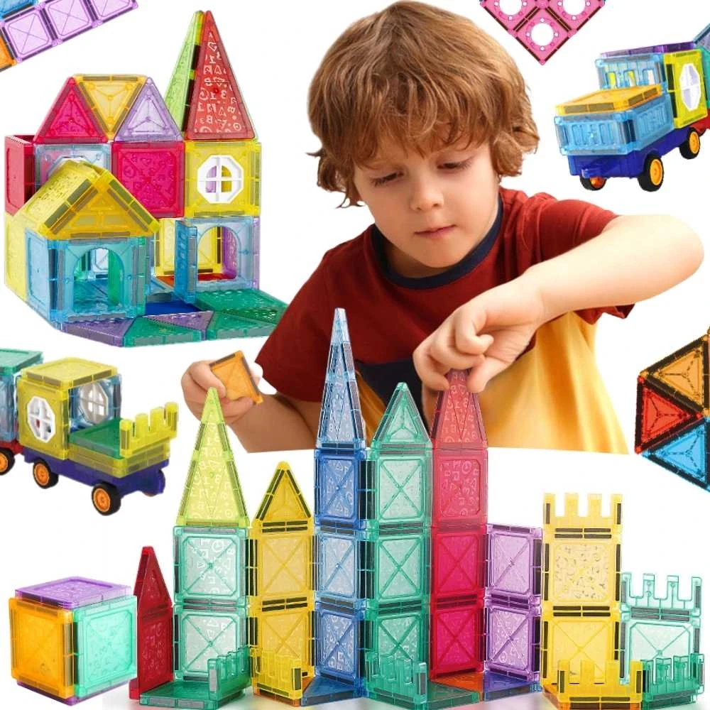 Magnetinis edukacinis konstruktorius 3D pilis ir transporto priemonės WOOPIE 110vnt