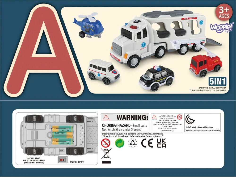 Woopie Žaislai Didelis Gelbėjimo Rinkinys: Sunkvežimis + 4 Automobiliai