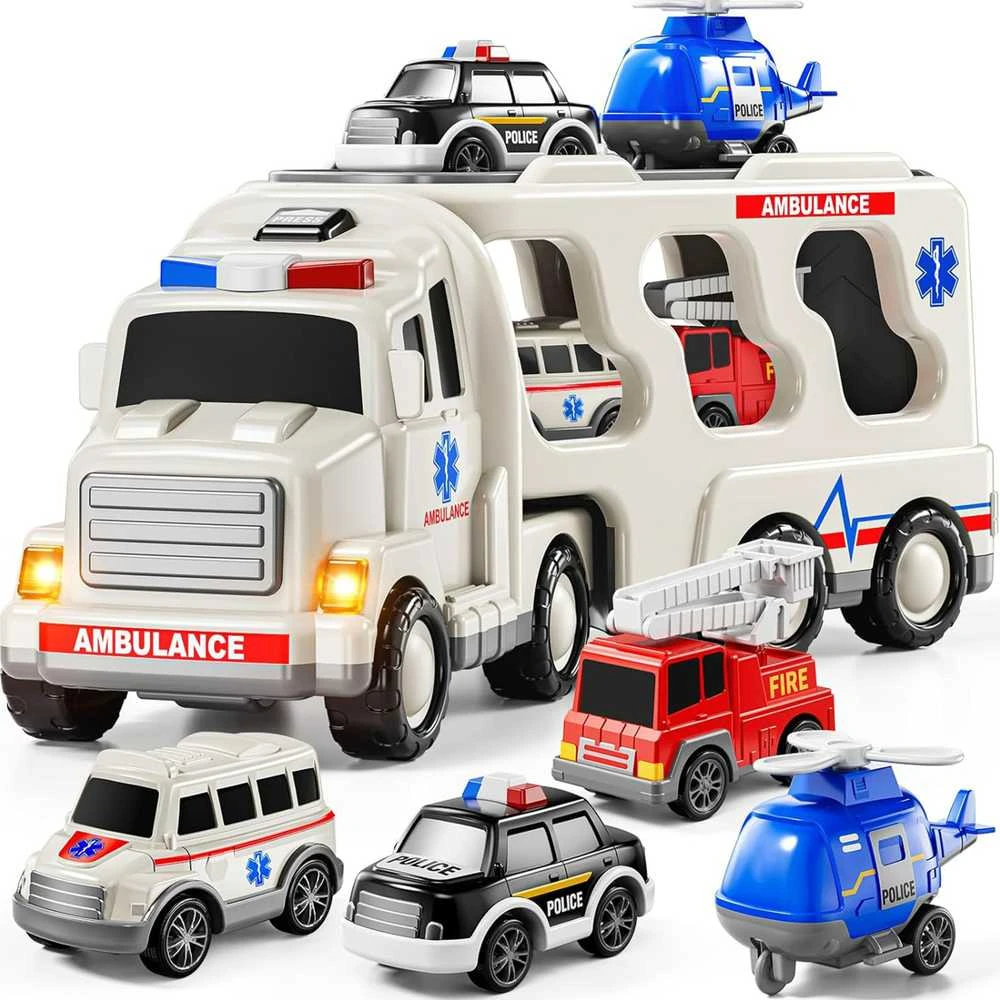 Woopie Žaislai Didelis Gelbėjimo Rinkinys: Sunkvežimis + 4 Automobiliai