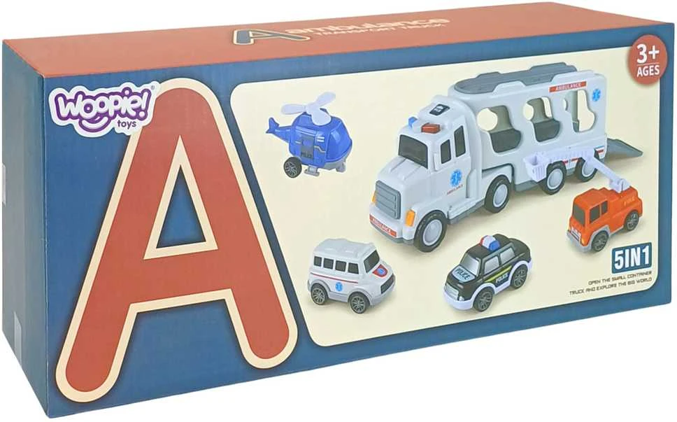 Woopie Žaislai Didelis Gelbėjimo Rinkinys: Sunkvežimis + 4 Automobiliai