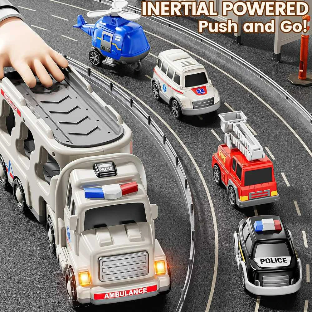 Woopie Žaislai Didelis Gelbėjimo Rinkinys: Sunkvežimis + 4 Automobiliai
