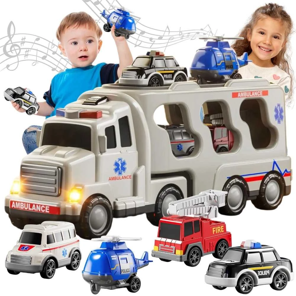 Woopie Žaislai Didelis Gelbėjimo Rinkinys: Sunkvežimis + 4 Automobiliai