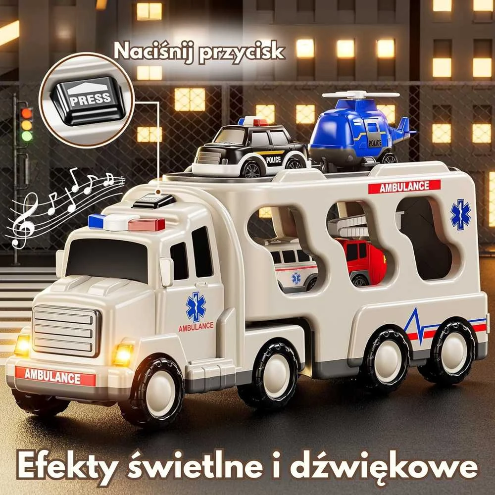 Woopie Žaislai Didelis Gelbėjimo Rinkinys: Sunkvežimis + 4 Automobiliai