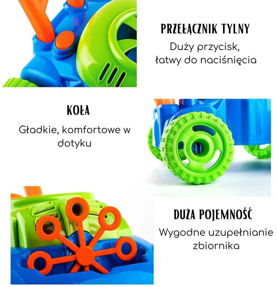 WOOPIE Vaikiškas vejapjovė su muilo burbulais ir garsais