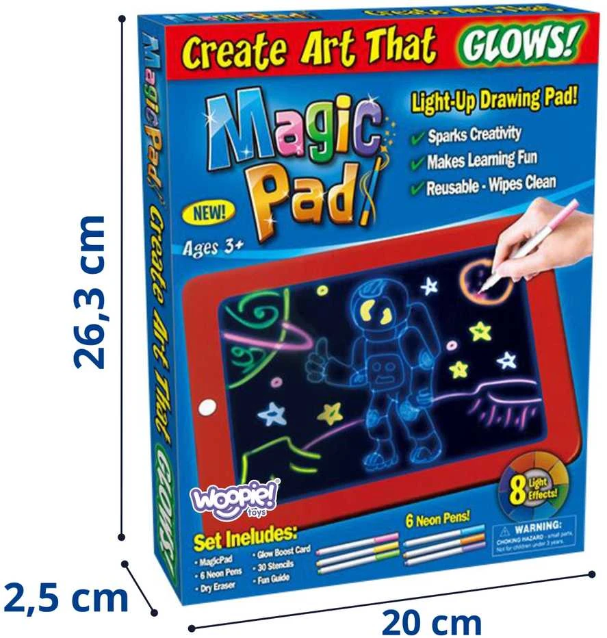Magnetinis piešimo planšetė su neoniniais žymekliais Woopie