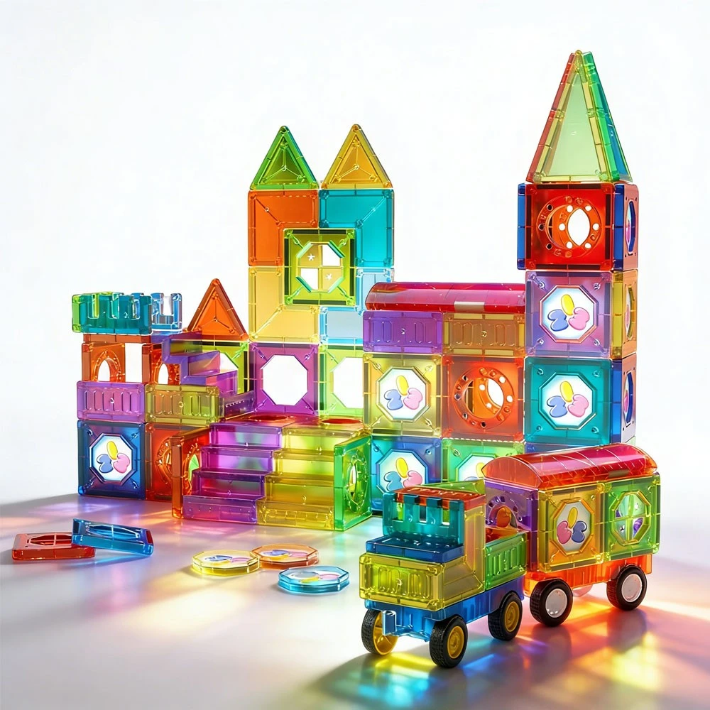 Magnetinis konstruktorius 3D pilis ir transporto priemonės WOOPIE 71vnt
