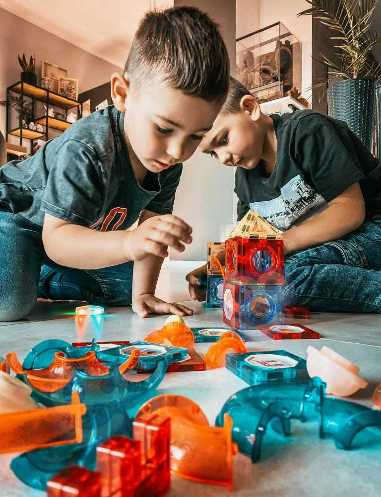 WOOPIE Magnetiniai Blokai Kulkų Trasa Su Šviesa 49 vnt.