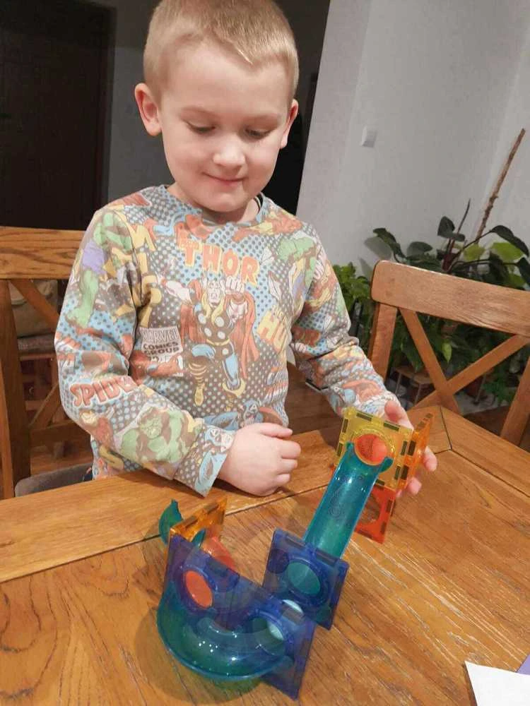 WOOPIE Magnetiniai Blokai Kulkų Trasa Su Šviesa 49 vnt.