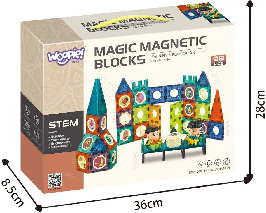 Magnetinis konstruktorius WOOPIE pilies rinkinys 98 vnt