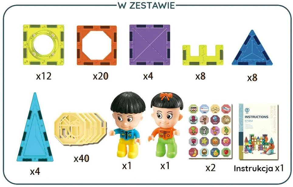 Magnetinis konstruktorius WOOPIE pilies rinkinys 98 vnt