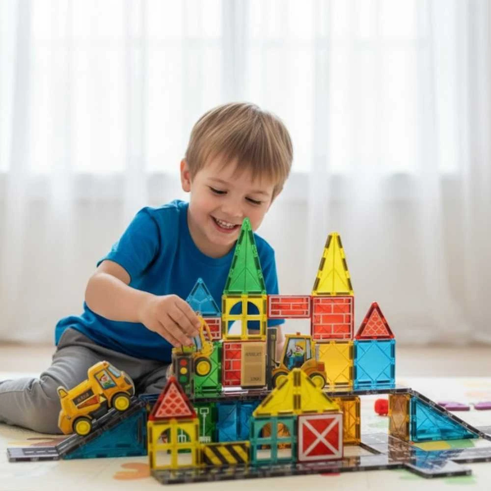 WOOPIE Magnetinis Konstruktorius su Statybiniais Automobiliais 30vnt