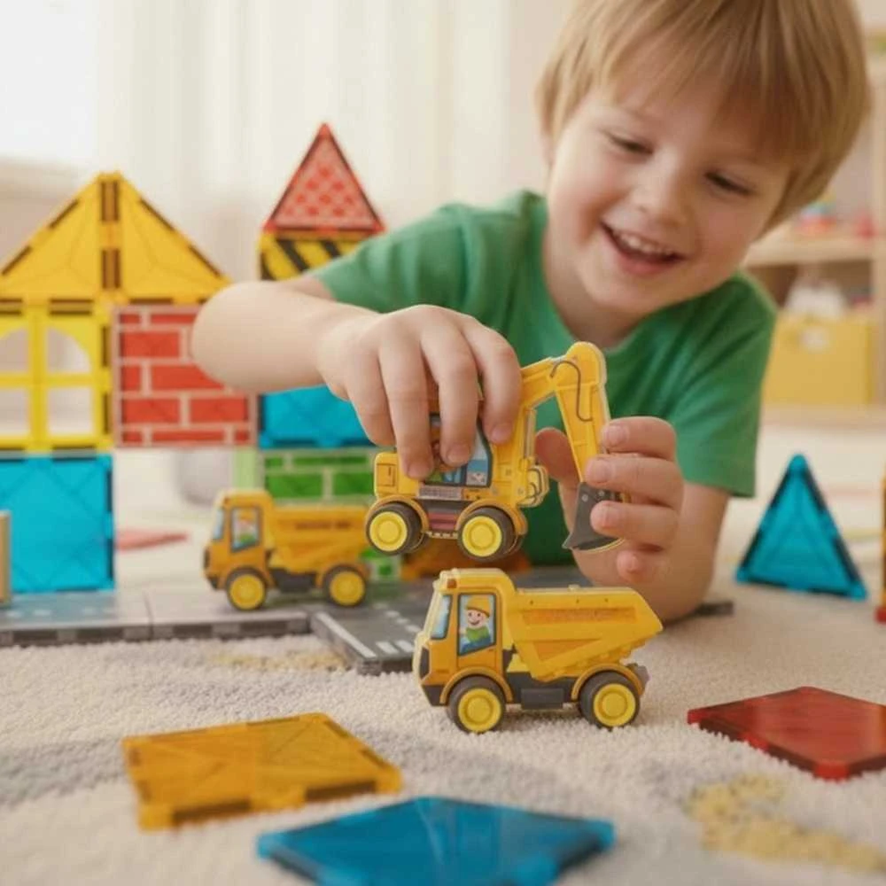 WOOPIE Magnetinis Konstruktorius su Statybiniais Automobiliais 30vnt