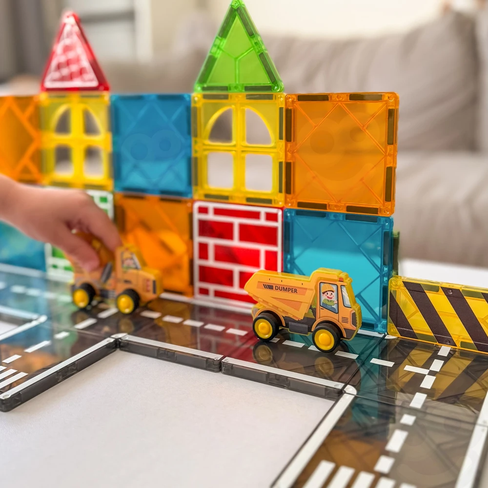 WOOPIE Magnetinis Konstruktorius su Statybiniais Automobiliais 30vnt