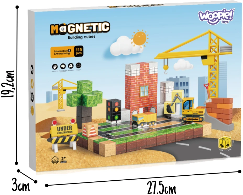 WOOPIE magnetinės kaladėlės Statybvietė 115 vnt.