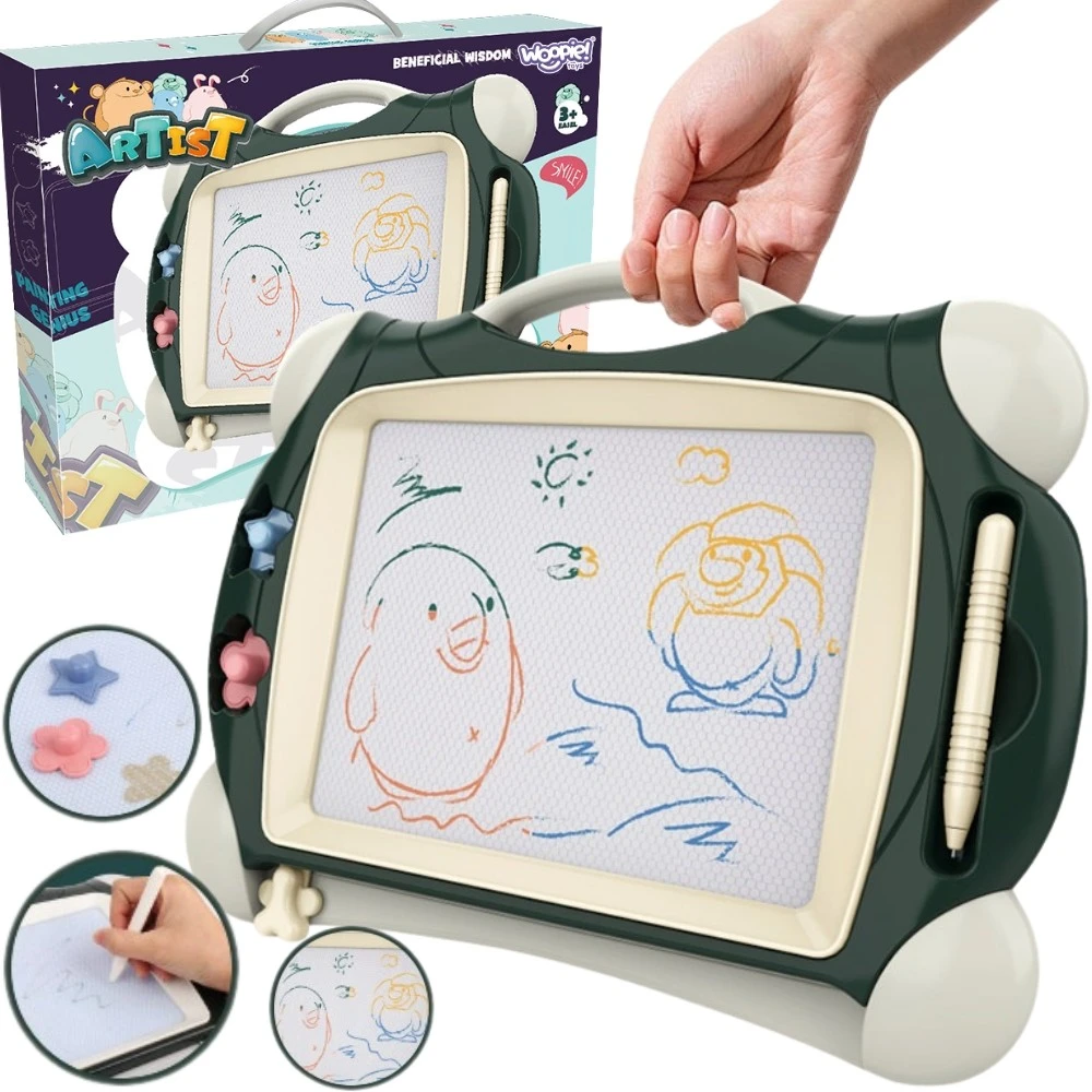 WOOPIE Magnetinė Piešimo Lenta Spalvota + 2 Antspaudai Žalia