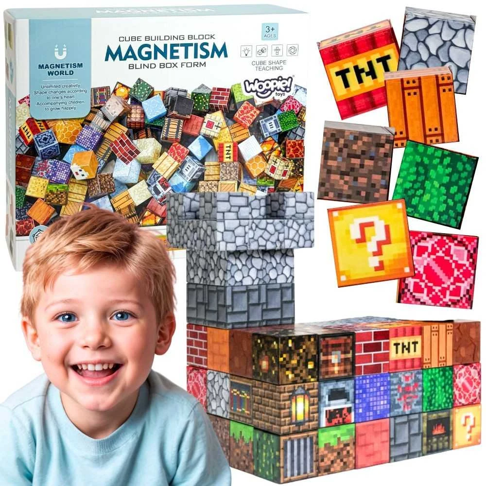 WOOPIE Švietimo Žaislai 3D Magnetiniai Kubo Blokai 63 vnt.