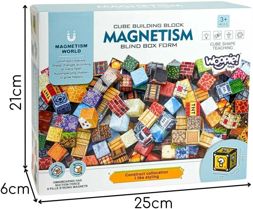 WOOPIE Švietimo Žaislai 3D Magnetiniai Kubo Blokai 63 vnt.