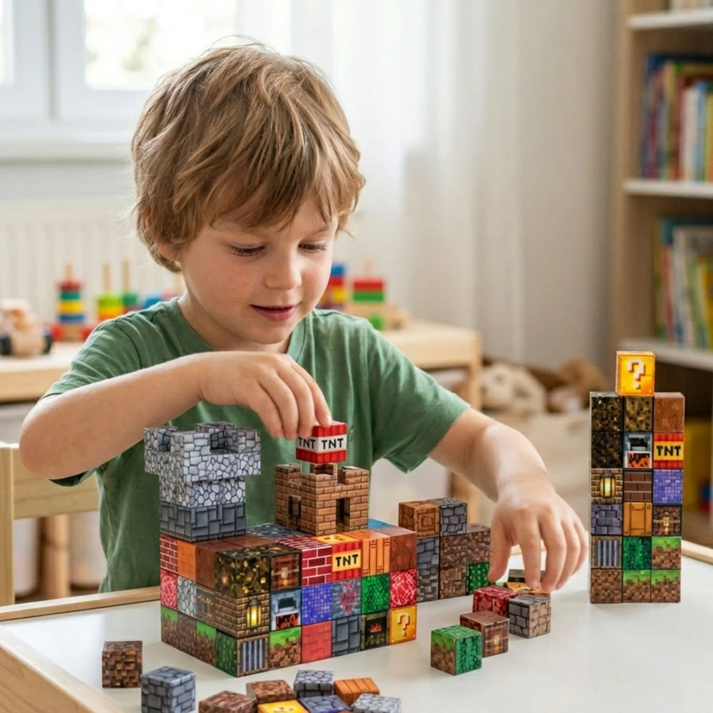 WOOPIE Švietimo Žaislai 3D Magnetiniai Kubo Blokai 63 vnt.