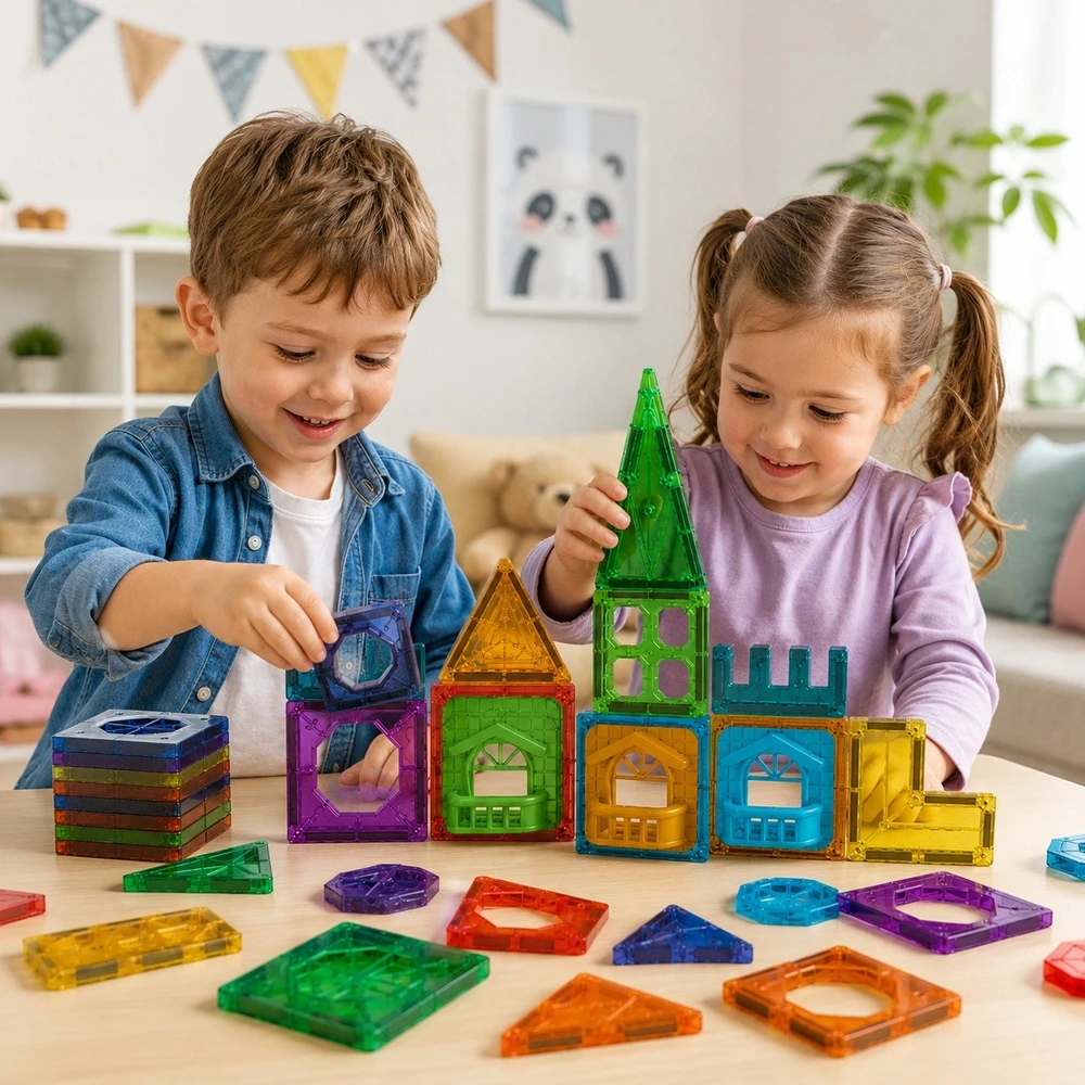 WOOPIE magnetiniai konstruktoriai 3D Rinkinys edukacinė pilis 30 vnt.