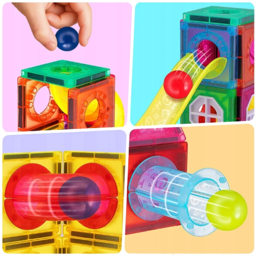 Magnetinis 3D konstruktorius su kamuoliukų trasa WOOPIE 42 vnt
