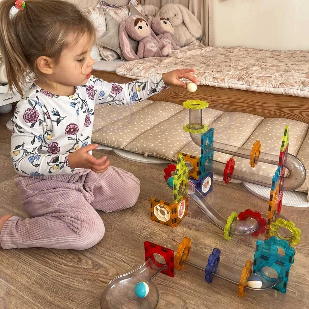 Magnetinis konstruktorius 3D rinkinys su kamuoliukų trasa Woopie 113vnt