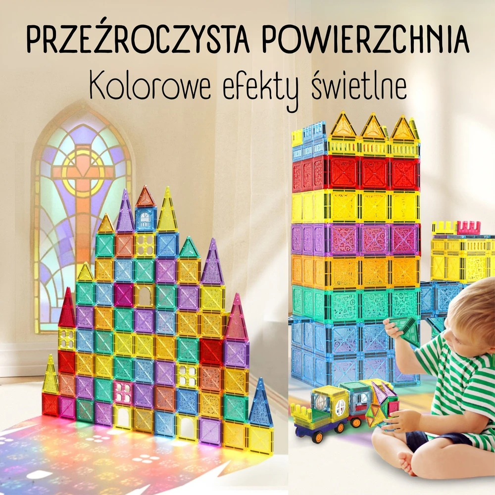 Magnetinis edukacinis konstruktorius 3D pilis ir transporto priemonės WOOPIE 110vnt