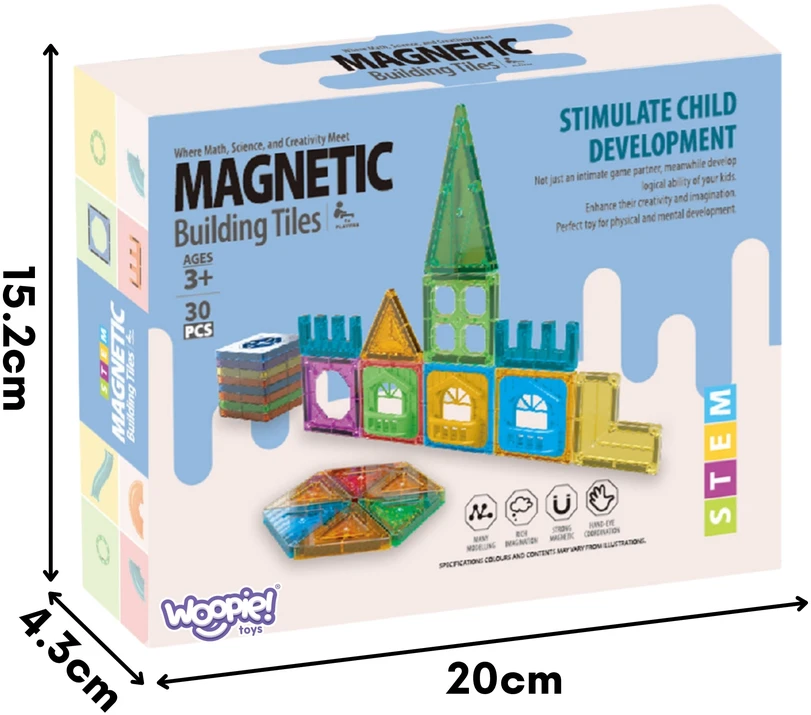 WOOPIE magnetiniai konstruktoriai 3D Rinkinys edukacinė pilis 30 vnt.
