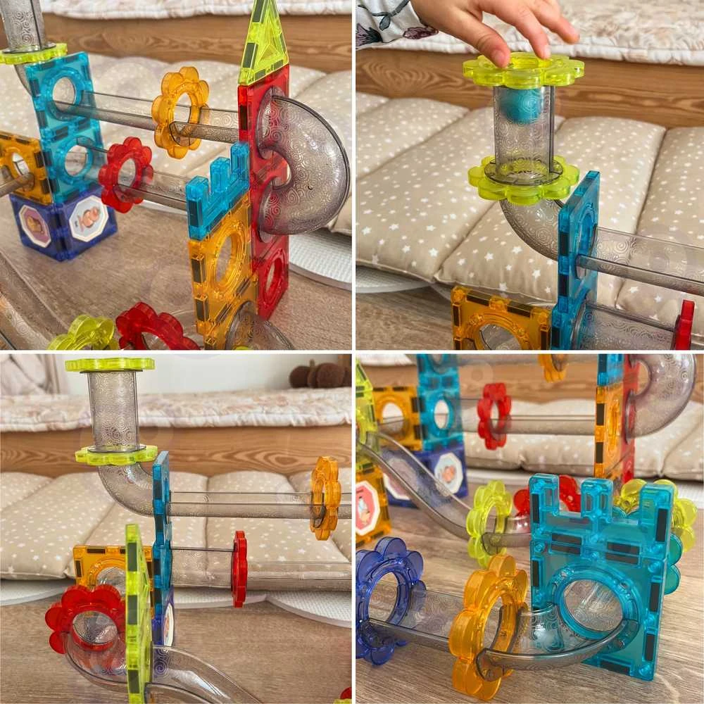 Magnetinis konstruktorius 3D rinkinys su kamuoliukų trasa Woopie 113vnt