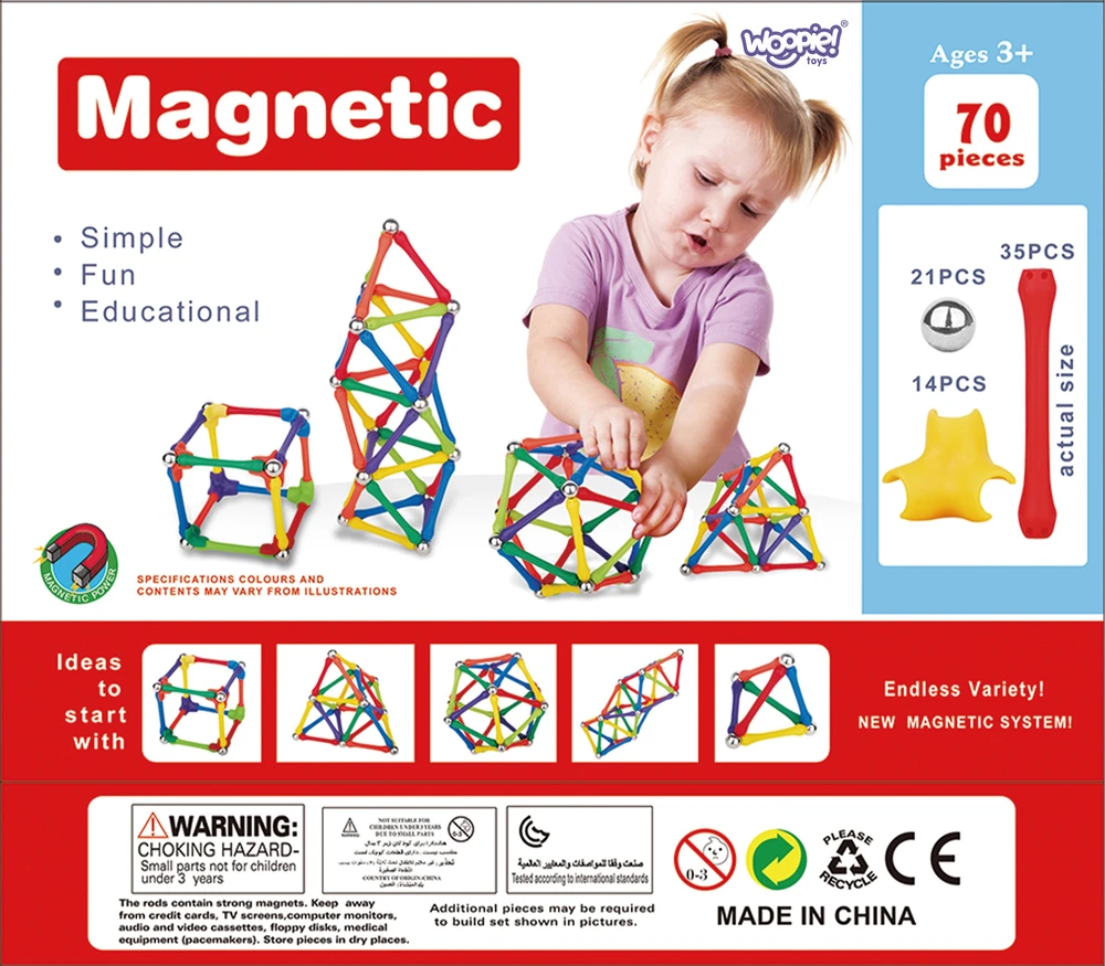 WOOPIE Magnetiniai Blokai Kūrybiniai 70 el.