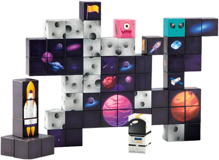WOOPIE magnetiniai konstruktoriaus kubeliai „Cosmos“, 74 vnt.